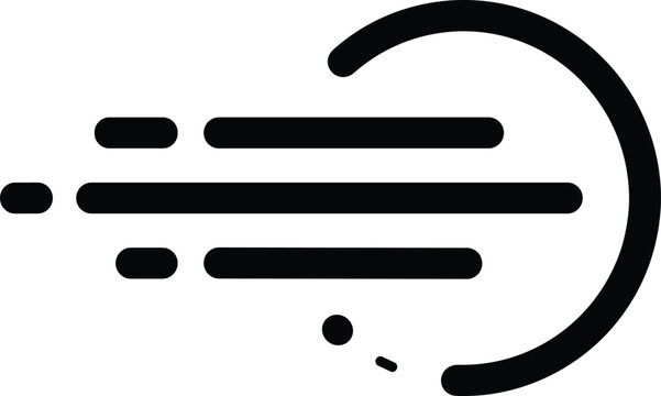 Wind Speed Icon Black Silhouette Air Flow Symbol for Weather and Motion Design