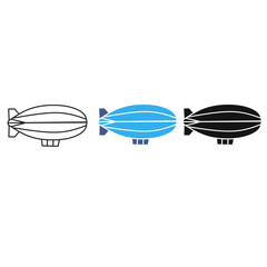 Airship Blimp Transport Stroke Icon Collection. Containing Airship, Blimp, Zeppelin, Dirigible, Aviation Transport, Flying Vehicle and more icons. Editable Stroke icon collection Outline icon © Md naim