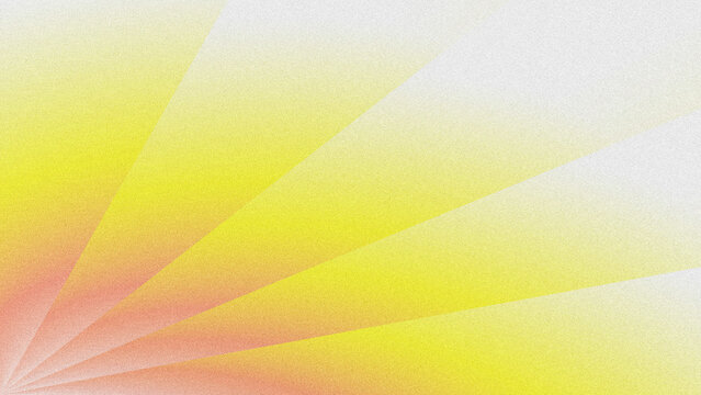 Warm coral to golden yellow gradient abstract background with sunburst rays and grainy noise texture. 
