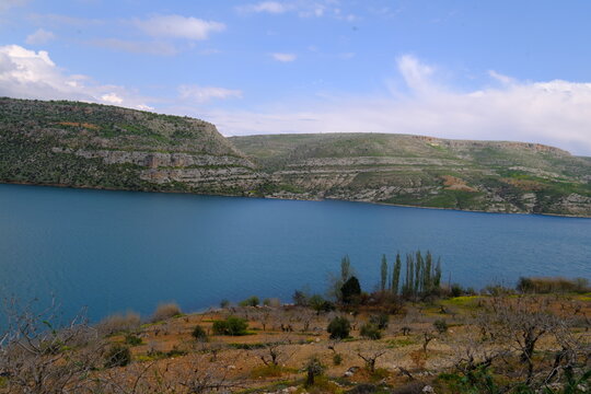 The Euphrates River; a view of the Euphrates in Nizip.
