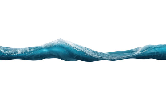 Long blue water wave with foamy crest