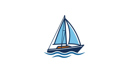 Fototapeta premium Blue sailboat navigating ocean waves.
