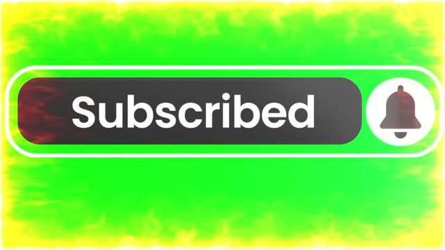 Social media subscribe button illustration featuring a bell notification icon set against a green chroma key background.
