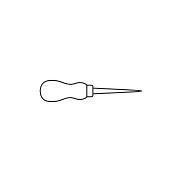 Bradawl awl woodworking tool line icon for carpenter
Bradawl awl woodworking marking tool minimal outline line icon with handle for carpentry on white background