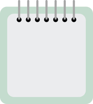 Blank top spiral notepad vector illustration. This flat empty notebook icon is perfect for education or office designs. Use this mint green stationery graphic for notes.