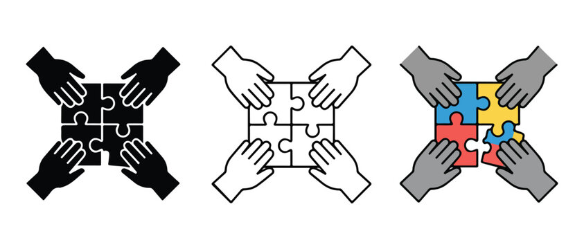 hands holding puzzle pieces symbolizing teamwork collaboration diversity unity and cooperation