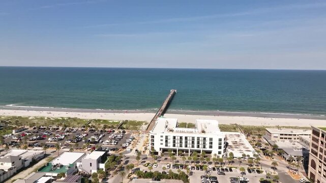  Aerial View of Jacksonville Beach Pier and Oceanfront Buildings, Florida&rdquo;