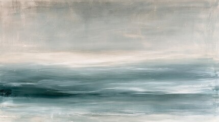 Fototapeta premium Serene Ocean Inspired Painting with Muted Teal and Soft Gradients Reflecting Tides and Tranquility in a Dreamy Atmosphere
