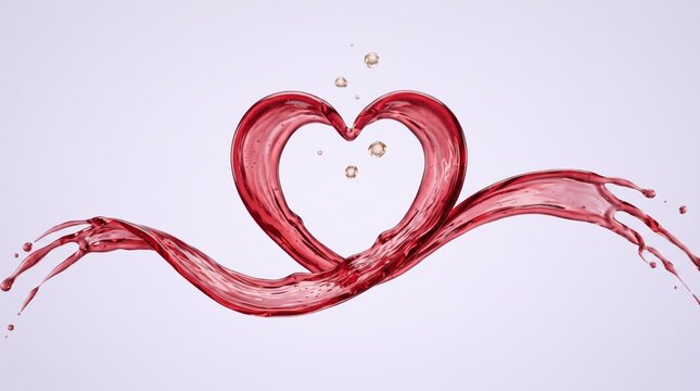 Red liquid heart shape romantic valentines day background