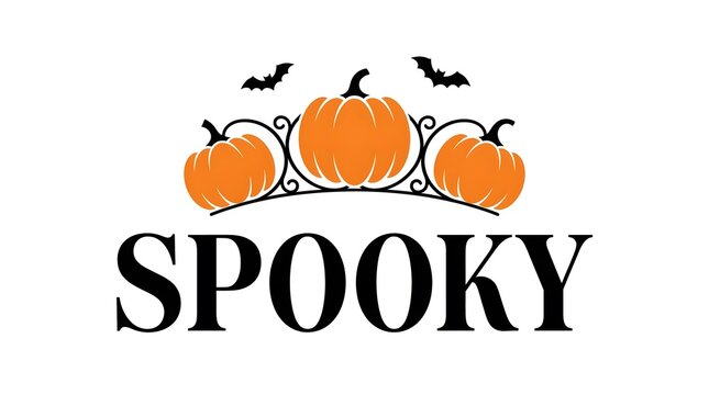 Festive halloween design featuring pumpkins bats and spooky lettering on white background
