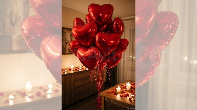 Glossy Vibrant Red Heart Shaped Balloons Cluster for Valentines Day and Romantic Celebrations balloon heart red love romance valentine celebration glossy bunch romantic heart balloon party