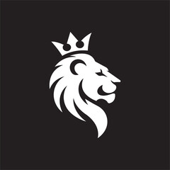 Obraz premium Minimalist lion head with crown logo