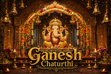 Obraz premium Sacred Shree Ganesh Mahotsav – Ganesh Chaturthi, Ganeshotsav, Ganapati Utsav and Anant Chaturdashi
