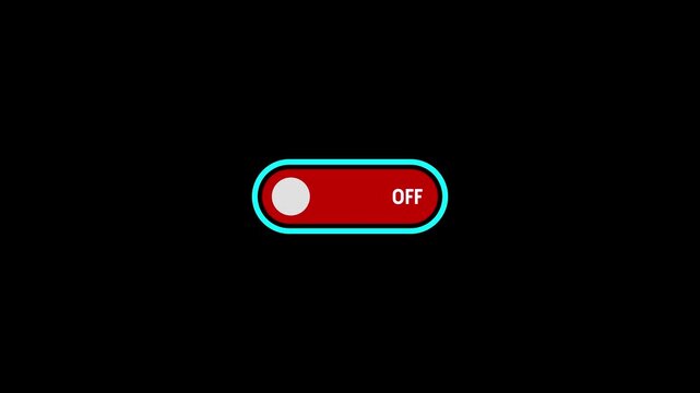 Switch that changes from off to on video animation. On off icon video animation. Toggle button. Power off / on button motion animation.