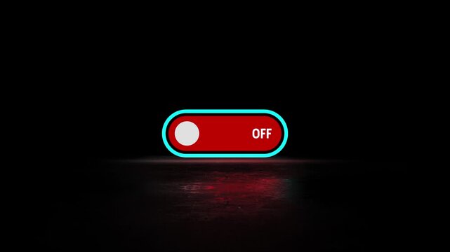 Switch that changes from off to on video animation. On off icon video animation. Toggle button. Power off / on button motion animation.