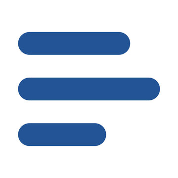 Blue menu hamburger icon with three horizontal lines representing website navigation transparent background