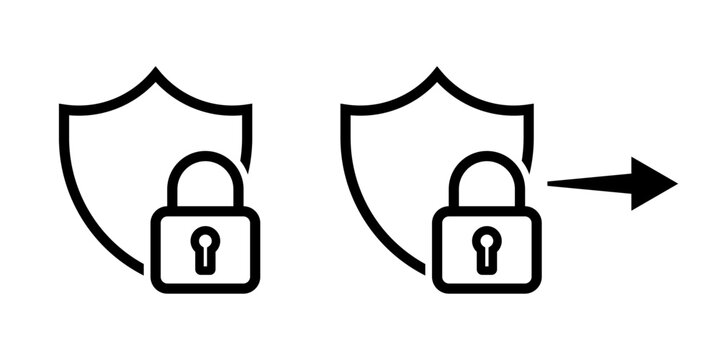 Data Security & Privacy: Shield and Padlock Unlock Access Icon