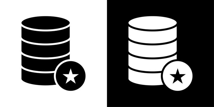 Database icon with star badge, for AI data, favorite storage, and cloud technology apps