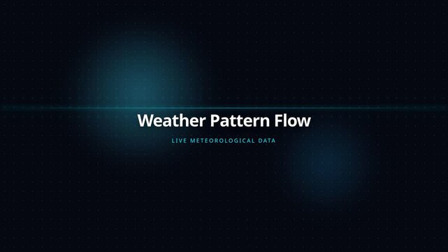 Digital weather pattern flow with live meteorological data with dynamic temperature precipitation metrics, for climate science, environmental monitoring, modern data visualization