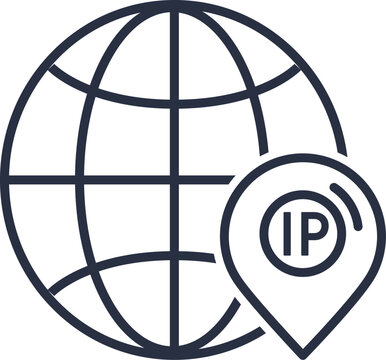 Network pin marks an IP address on vector icon, great for tech dashboards, hosting cybersecurity, VPN or proxy server