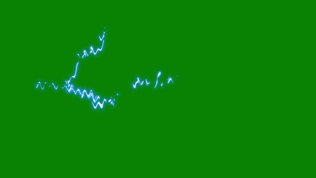 Animated electric lightning bolt storm effect FX on a green screen background. featuring bright bolt flash and dynamic blue force effect. comic style energy storm overlay elements,4k