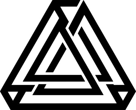 Abstract triangle symbol knot interwoven geometric shape Celtic knot ancient knot trinity symbol knot design vector.