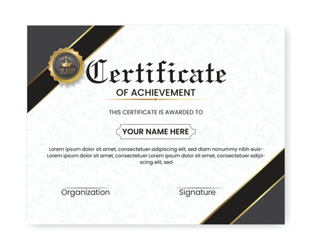 Elegant achievement certificate template with gold seal for professional recognition and awards