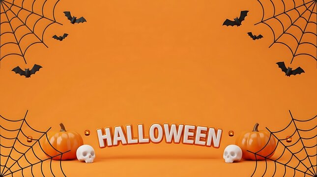 Halloween Decoration Featuring Pumpkins Skulls Bats Web Design Elements