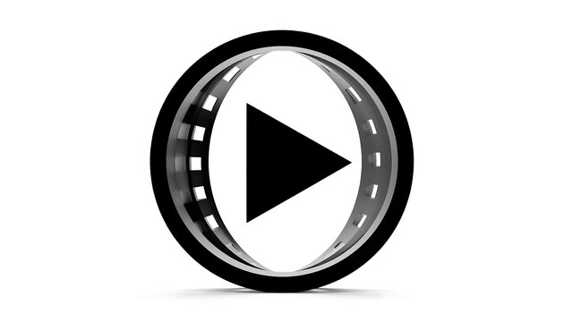 Black circular play button icon isolated.
