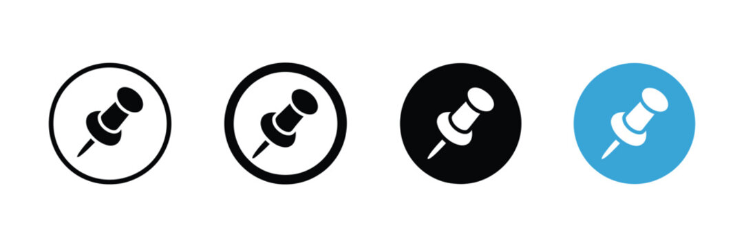 Pinned item icon illustrating a simple pushpin pictogram for saved notes, fixed messages, important content, reminders, and digital content management