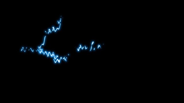 Animated electric lightning bolt storm effect FX on a black screen background. featuring bright bolt flash and dynamic blue force effect. comic style energy storm overlay elements,4k