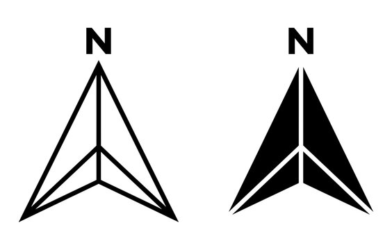 North direction pointer compass arrow map navigation symbol with direction navigation geography orientation location