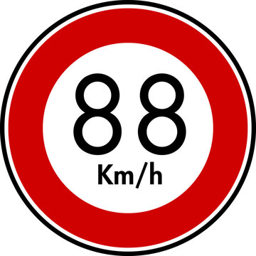 Circular Red Maximum Speed Limit 88 Road Sign Vector