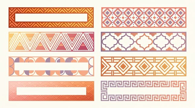 Simple Geometric Pattern Border Frameswith Sunset Colors geometric pattern border framesunset simple border pattern geometric pattern design background element template layout decorative
