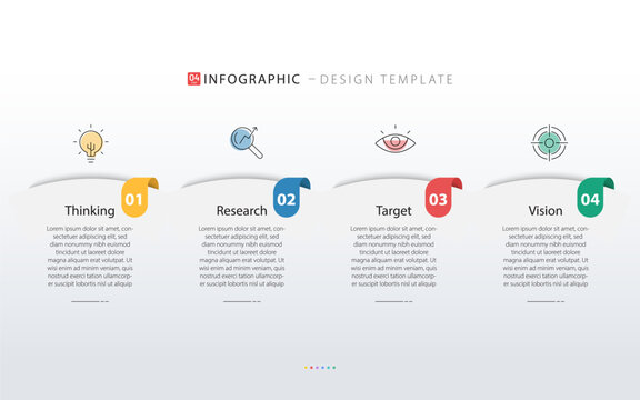 Infographic template. 4 Step timeline journey, Flat simple infographics design template. presentation graph. Business concept with numbers 4 options or steps vector illustration.