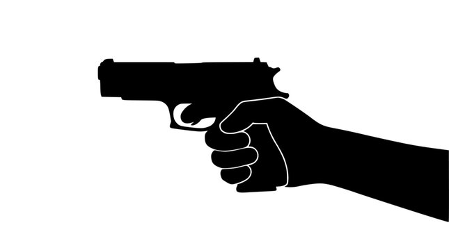 Hand holding black silhouette gun pointing