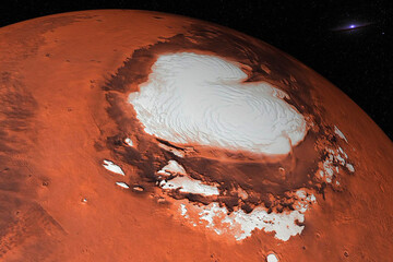 Mars planet of solar system North Pole in the space. Ice water on Mars. Elements of this image were furnished by NASA © Trilly
