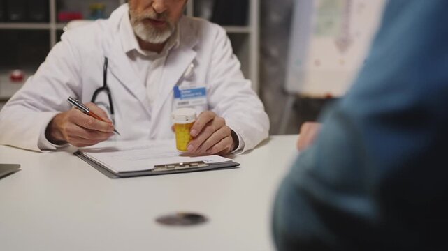 Doctor prescribes supplements to male patient for immune system support