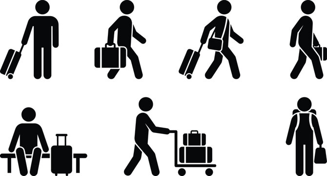 People walking with luggage at airport or train station