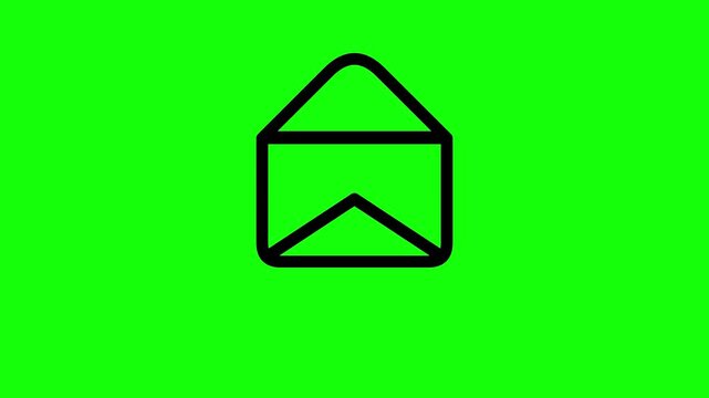 Animated email envelope opening with message on green screen
