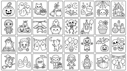 Obraz premium Charming halloween icon collection a delightful set of spooky and festive illustrations for your autumn projects and designs