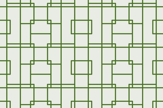 Mirrored maze lines seamless background in green