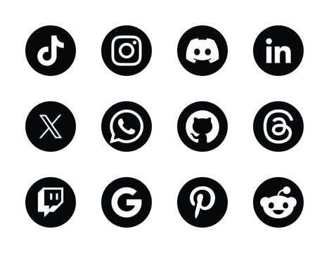 Social Media Icons 2026 For Web And Graphic Design &ndash; TikTok, Instagram, Discord, LinkedIn, X, WhatsApp, GitHub, Threads, Twitch, Google, Pinterest, Reddit