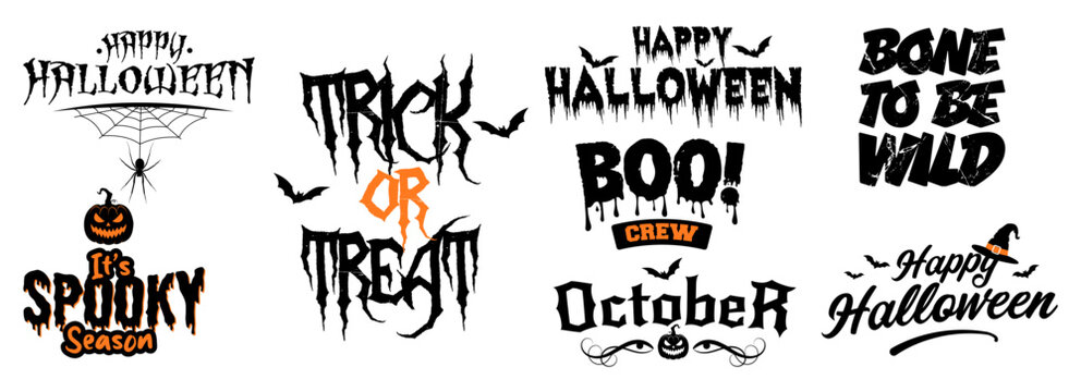 Halloween typography letters set