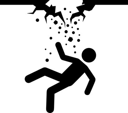 Danger falling rocks or cavein hazard vector icon warning sign