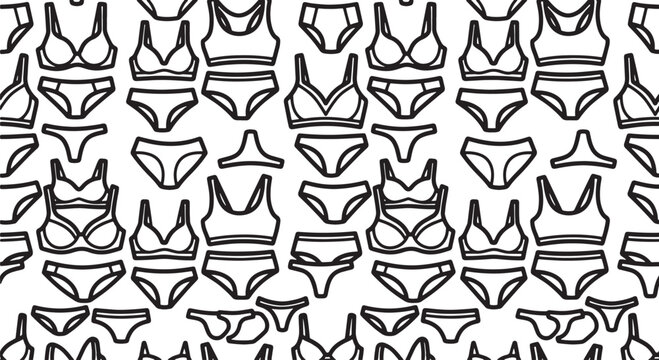 Women lingerie and underwear seamless pattern line icon vector stock illustration
