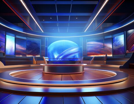 modern 3d virtual studio background designed for news broadcasts and tv shows