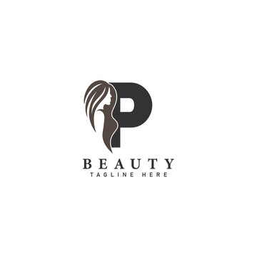 Letter P Beauty Salon Logo. Alphabet P Design Icon for Hair Salon