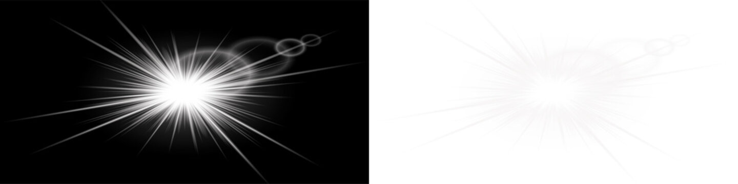 White Radiant Burst and Soft Flare Effects