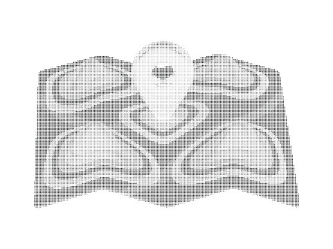 Abstract halftone map with location pin vector